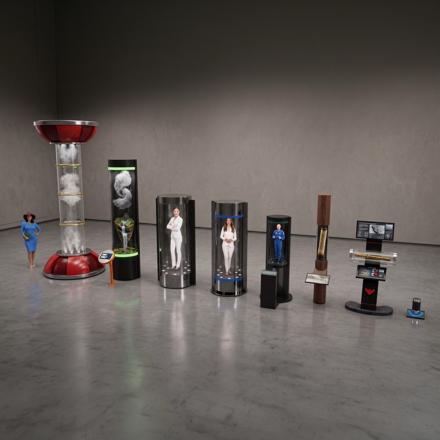 A HoloTube stage with a life-size figure